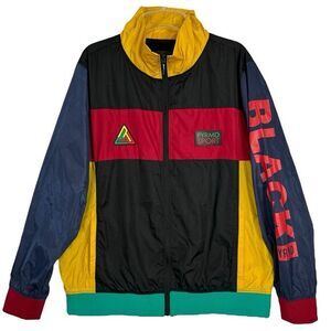 Black Pyramid‎ Windbreaker Jacket Mens Size XXXL 3X 90s Colorblock Lined Retro